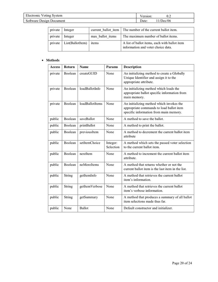 Software Design Document in Word and Pdf formats - page 20 of 24