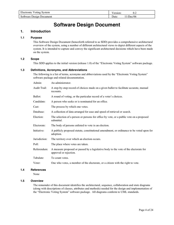  Software Design Document  in Word and Pdf formats page 4 