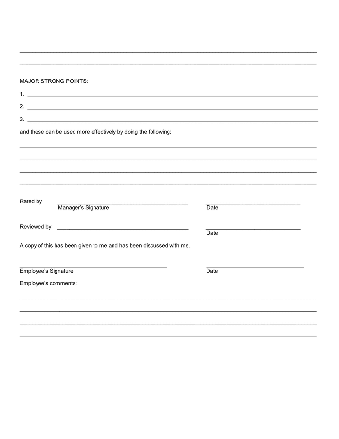 Employee evaluation form in Word and Pdf formats - page 4 of 4