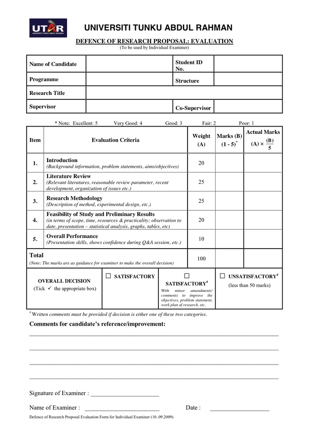 evaluation dissertation proposal