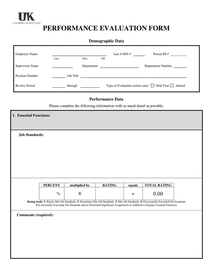 Performance Evaluation Form - download free documents for PDF, Word and ...