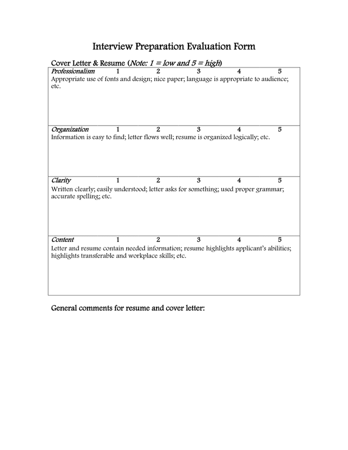 Interview Skills Evaluation Form in Word and Pdf formats - page 2 of 4