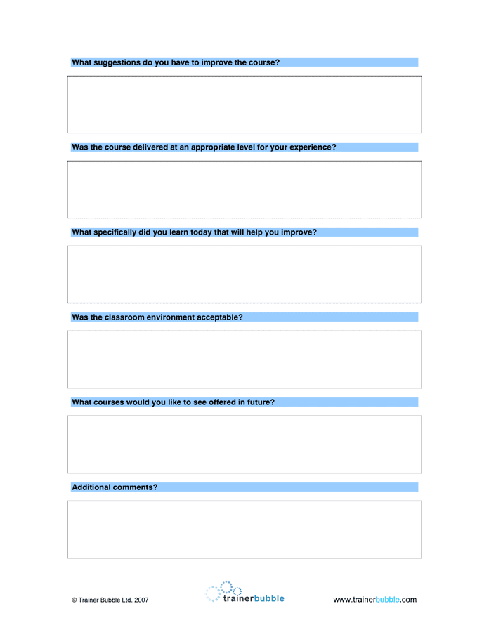 Course Evaluation Form in Word and Pdf formats - page 2 of 2