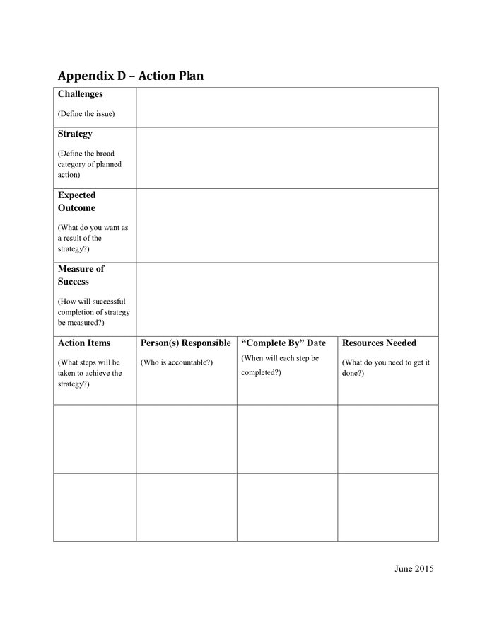 Action Plan Template - download free documents for PDF, Word and Excel