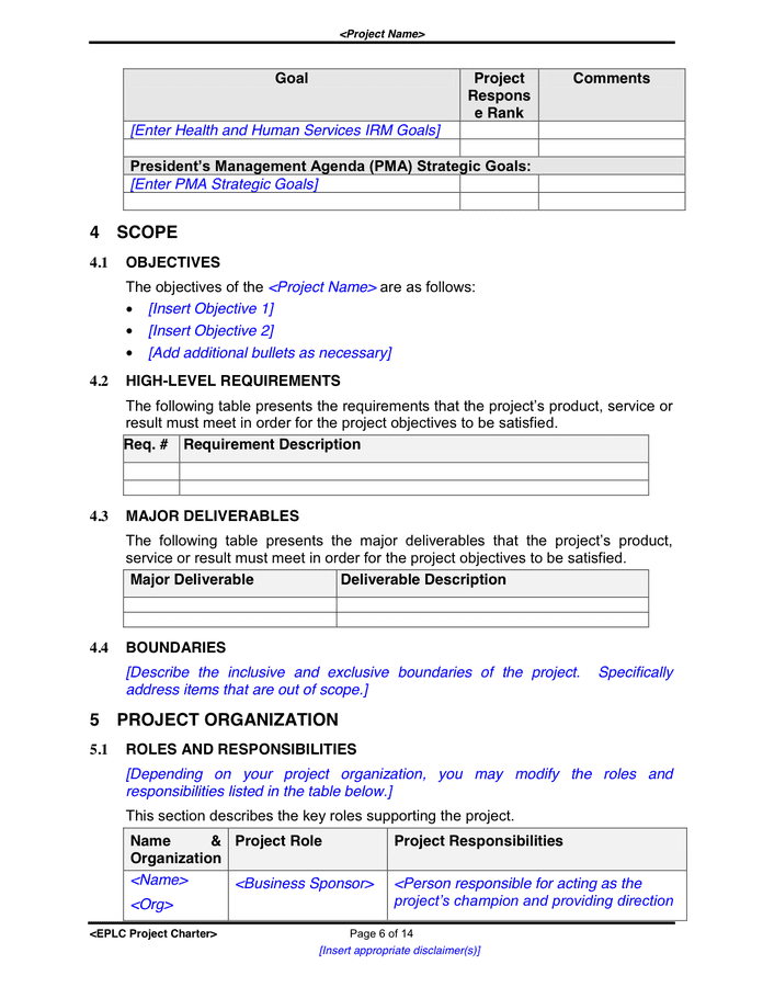 Project Charter in Word and Pdf formats - page 6 of 14