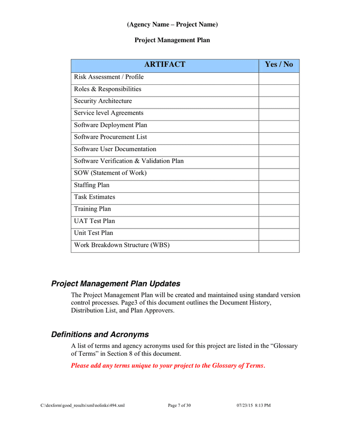 Project Management Plan Template in Word and Pdf formats - page 9 of 30