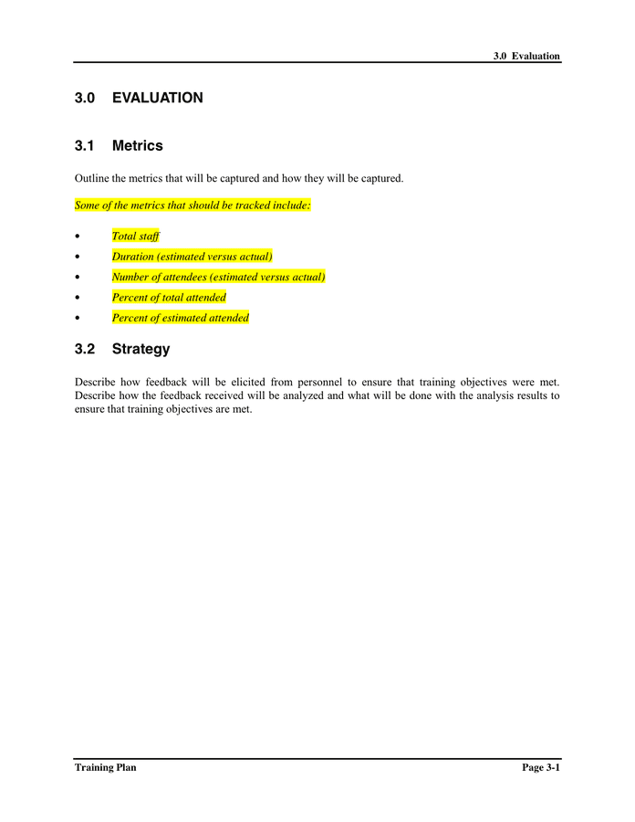 Training Plan Template in Word and Pdf formats - page 12 of 12