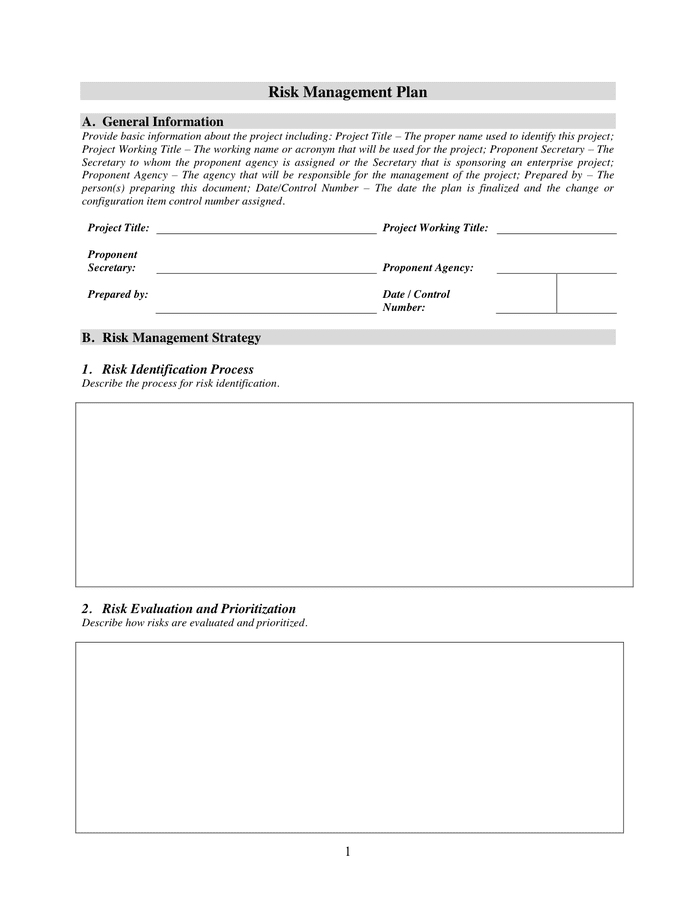 Risk Management Plan Template - download free documents for PDF, Word ...