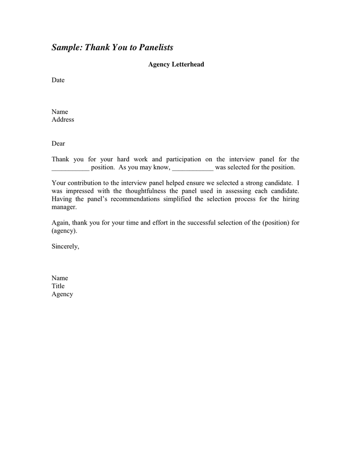 Thank You Letter In Word And Pdf Formats