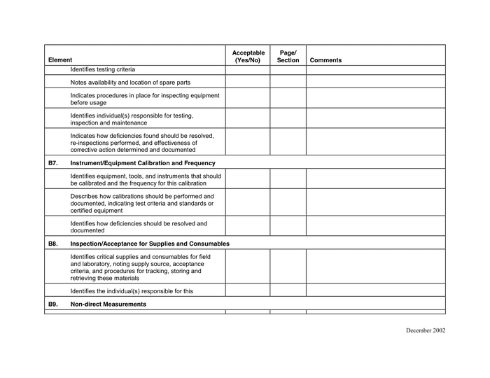 Project plan review checklist in Word and Pdf formats - page 8 of 11