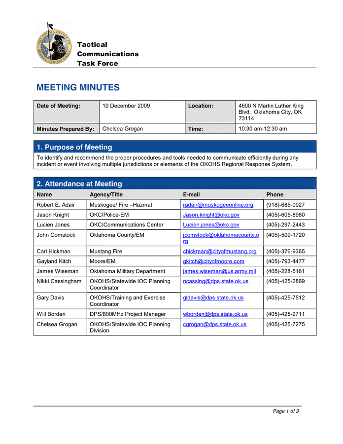 Project Meeting Minutes Template in Word and Pdf formats