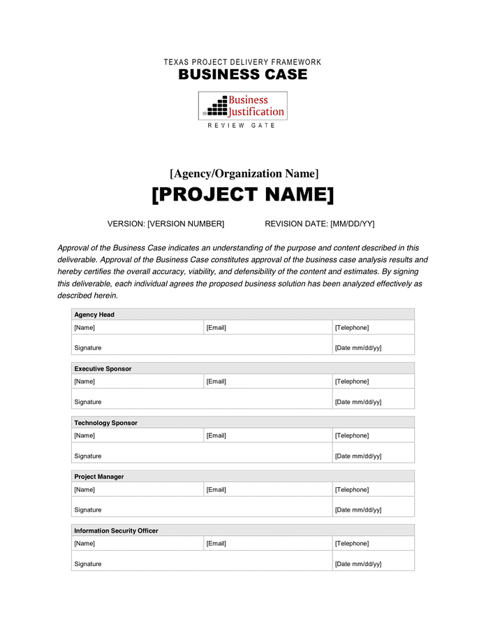 Business Case Template in Word and Pdf formats - page 3 of 19