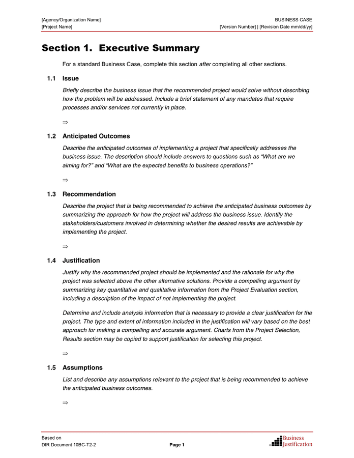 Business Case Template in Word and Pdf formats - page 5 of 19