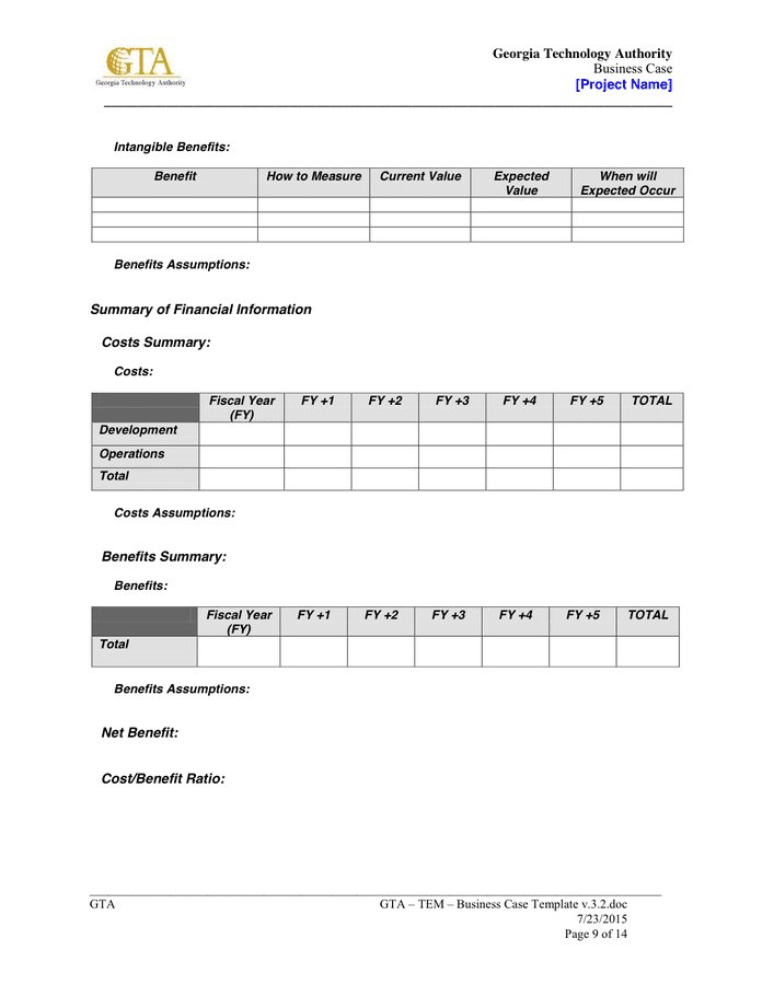 Business Case Template In Word And Pdf Formats - Page 9 Of 14