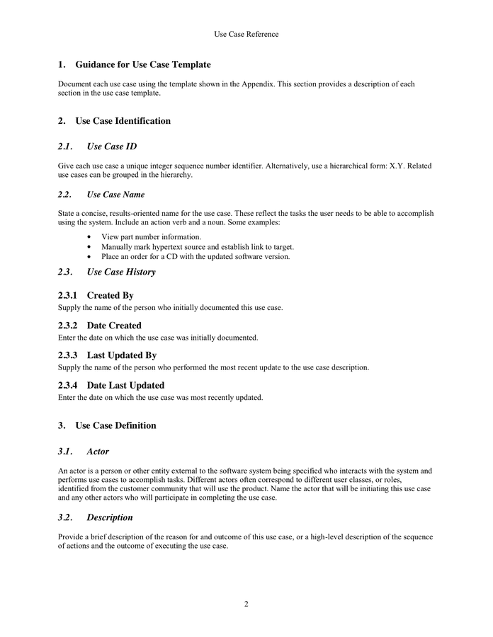 Use Case Template In Word And Pdf Formats Page 2 Of 5