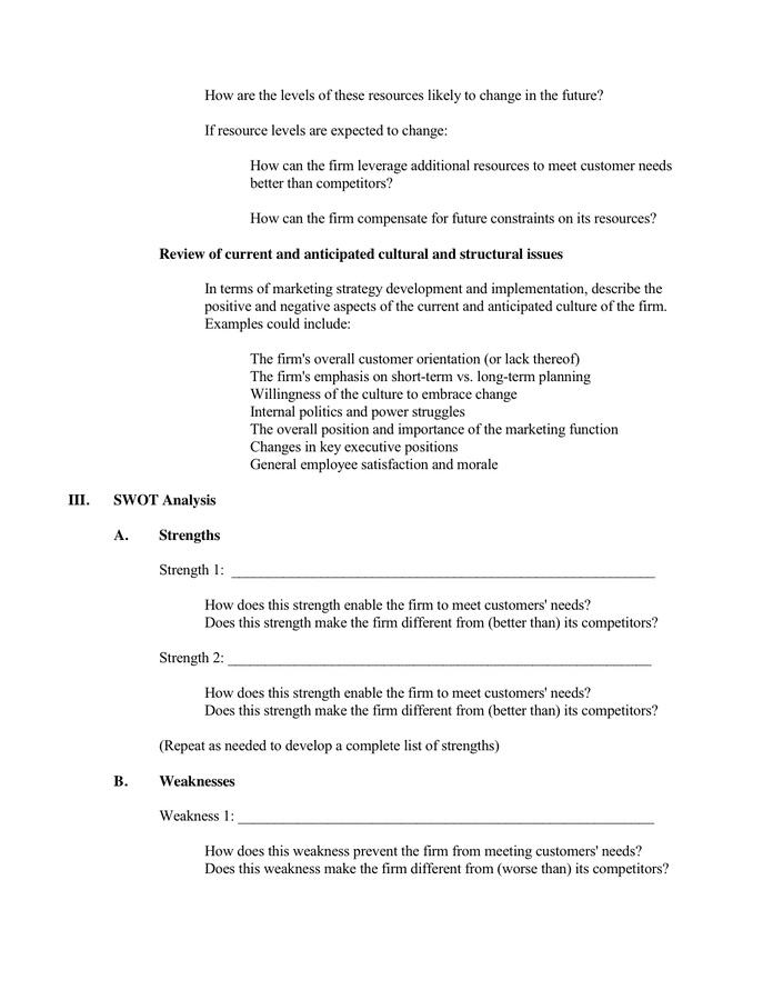 MARKETING PLAN WORKSHEETS in Word and Pdf formats - page 6 of 13