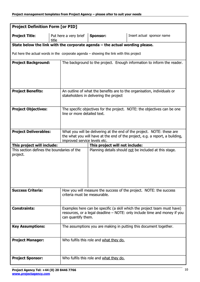 Project Management Templates in Word and Pdf formats - page 10 of 18