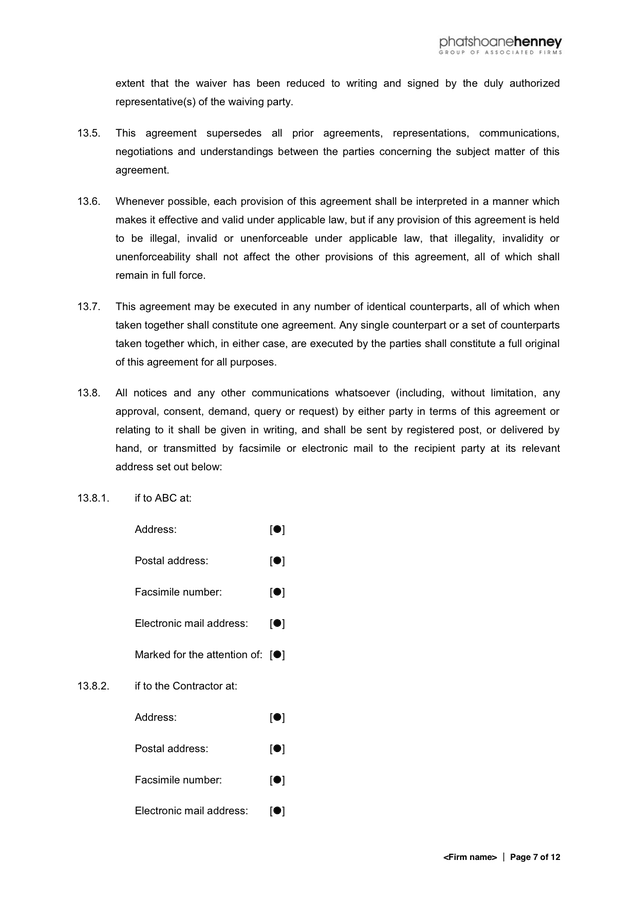 Independent Contractor Agreement in Word and Pdf formats - page 7 of 12