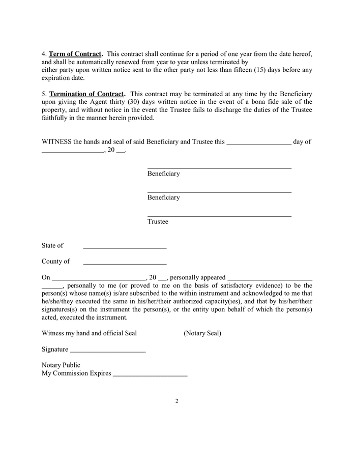 Property management agreement sample in Word and Pdf