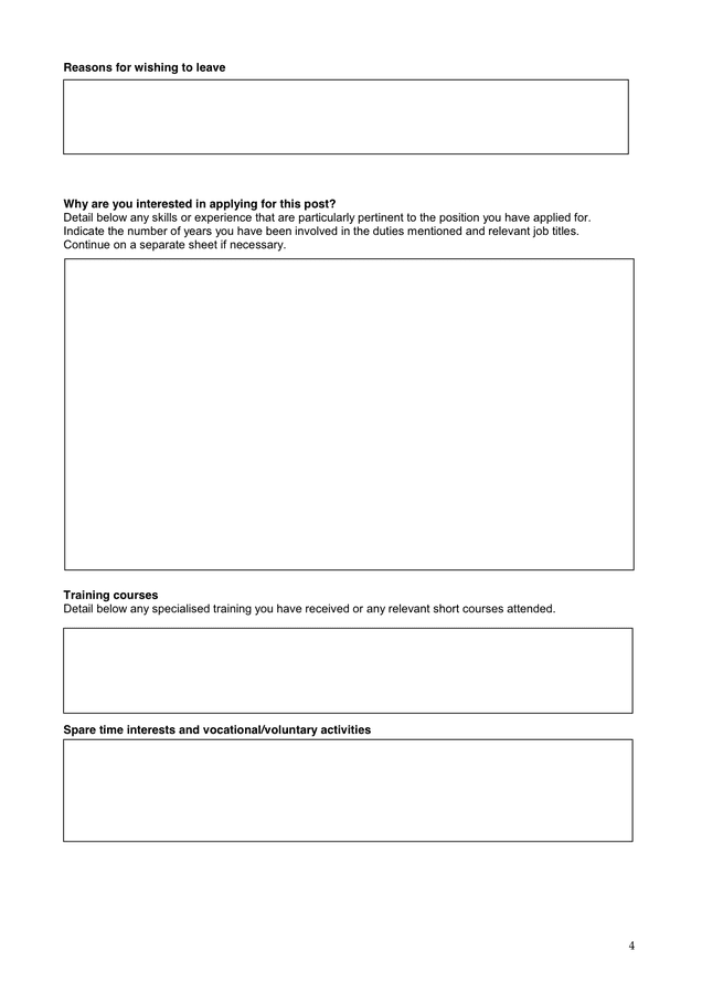 Application For Employment Sample In Word And Pdf Formats - Page 4 Of 5