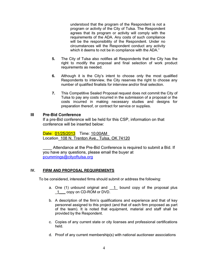 REQUEST FOR PROPOSAL Template in Word and Pdf formats page 4 of 22