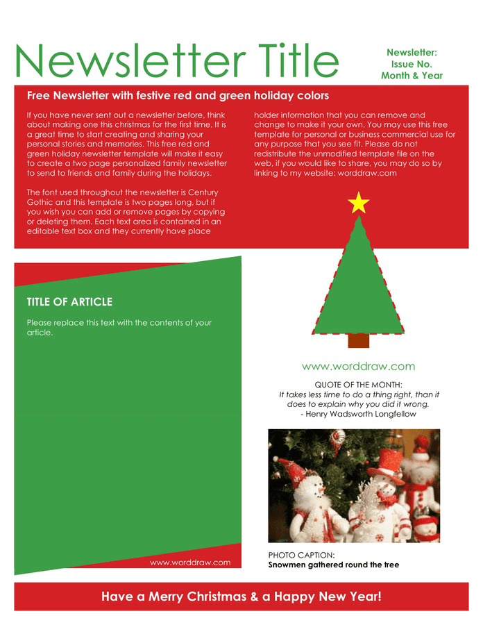 Holiday Newsletter Template In Word And Pdf Formats