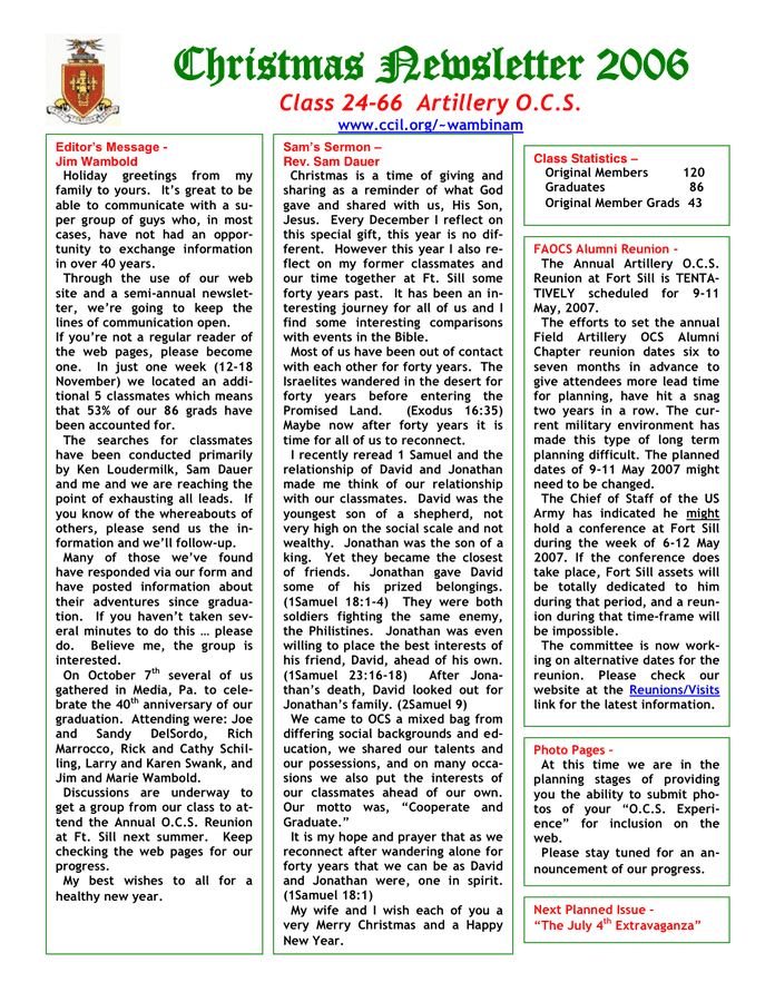 Christmas Newsletter in Word and Pdf formats