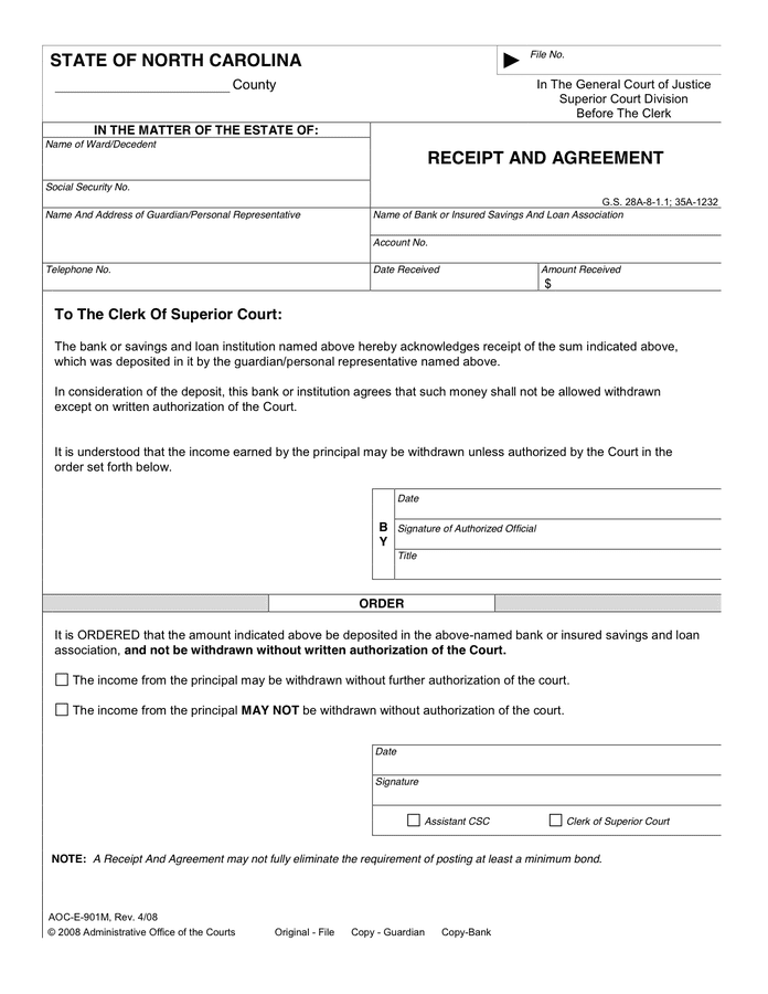 Receipt and Agreement Template preview