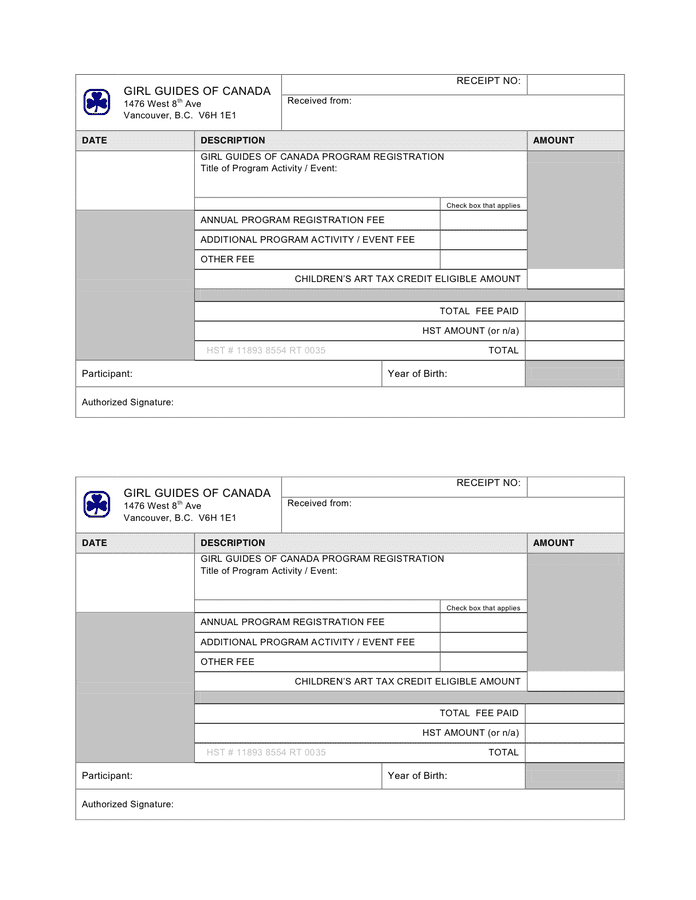 RECEIPT template in Word and Pdf formats