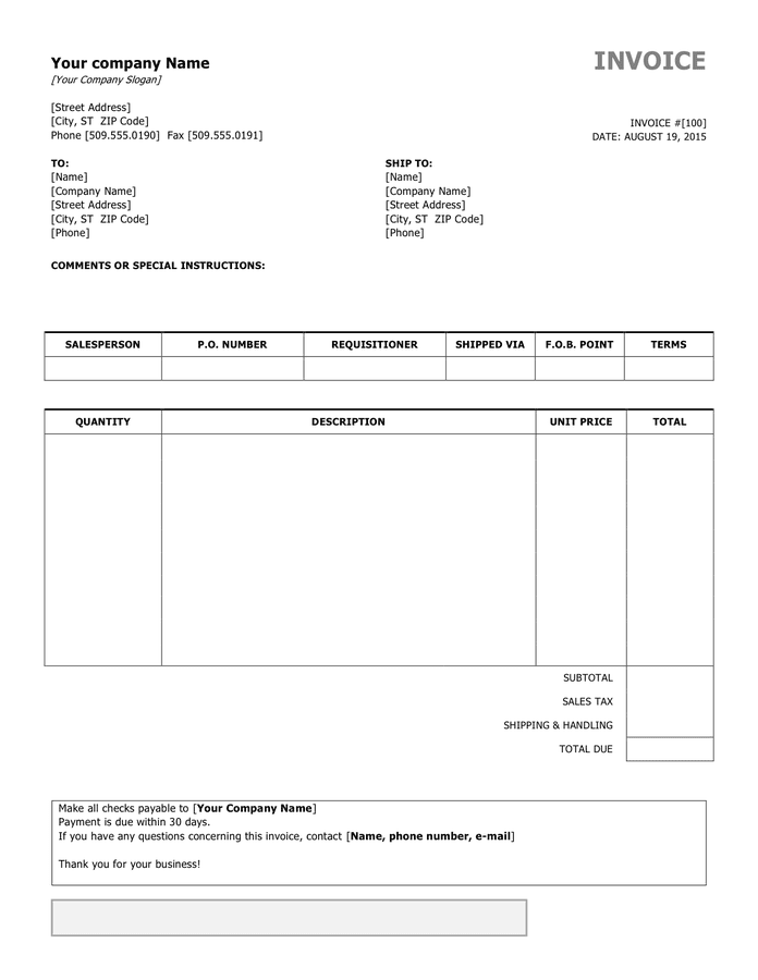 Simple Invoice Template - download free documents for PDF, Word and Excel