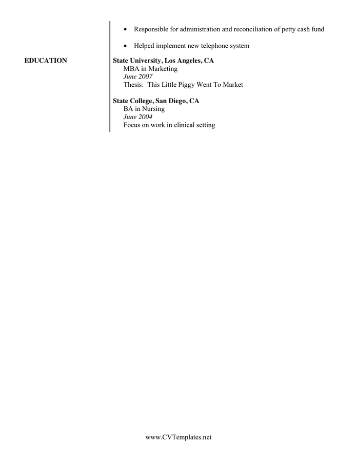 Nursing CV Letter Template In Word And Pdf Formats Page 2 Of 2