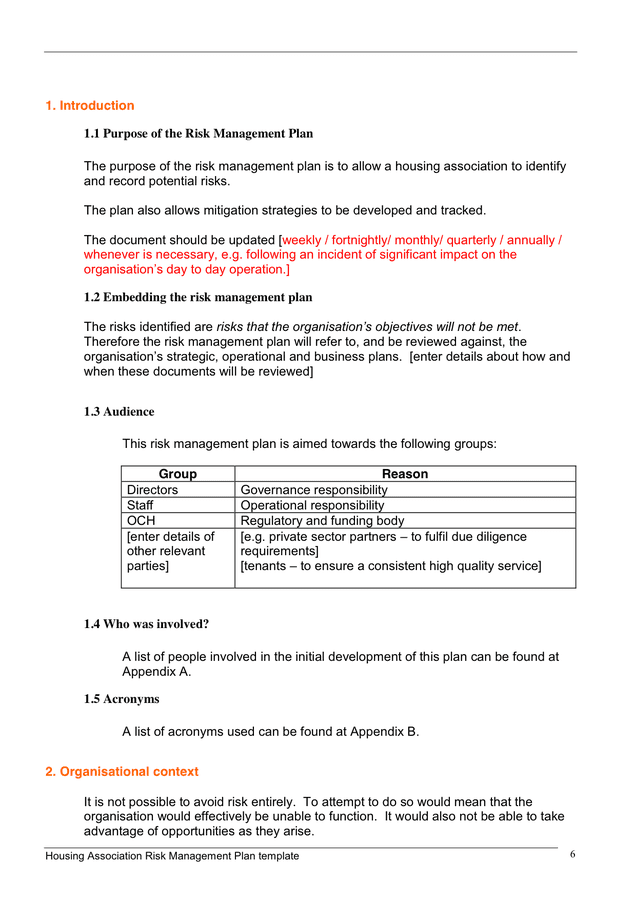 Risk Management Plan Template in Word and Pdf formats - page 6 of 22