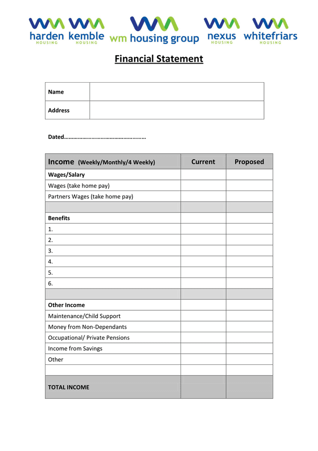 Financial Statement Template download free documents for PDF, Word and Excel