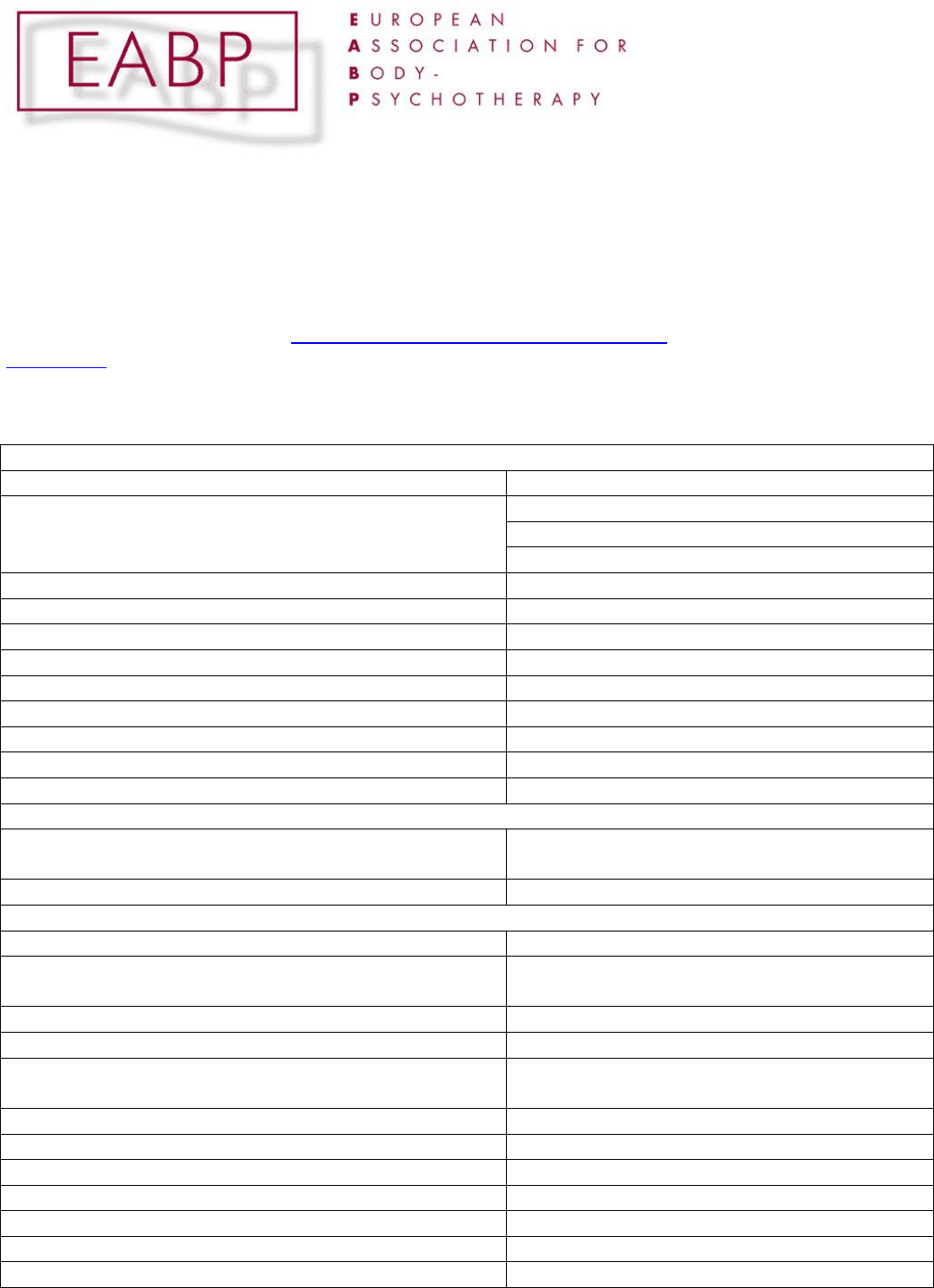 EABP MEMBERSHIP APPLICATION FORM