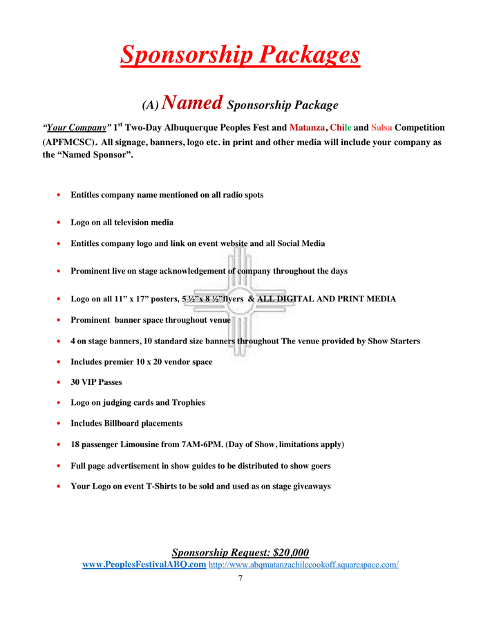 Sponsorship Proposal in Word and Pdf formats - page 8 of 16