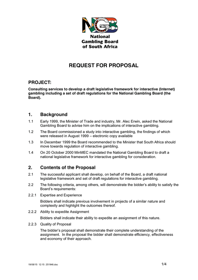REQUEST FOR PROPOSAL Sample In Word And Pdf Formats