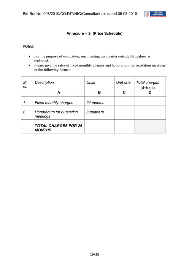 REQUEST FOR PROPOSAL in Word and Pdf formats - page 19 of 25