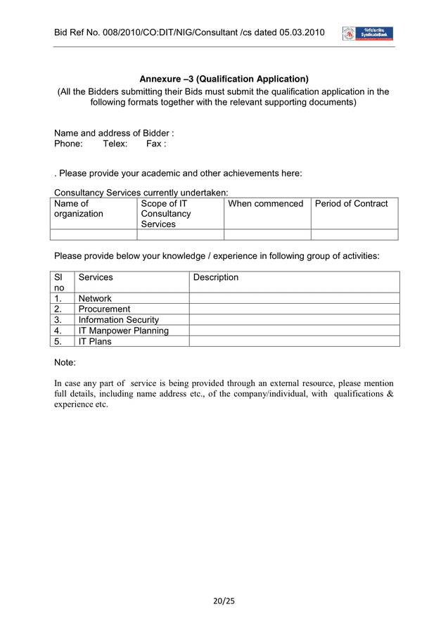 REQUEST FOR PROPOSAL in Word and Pdf formats - page 20 of 25
