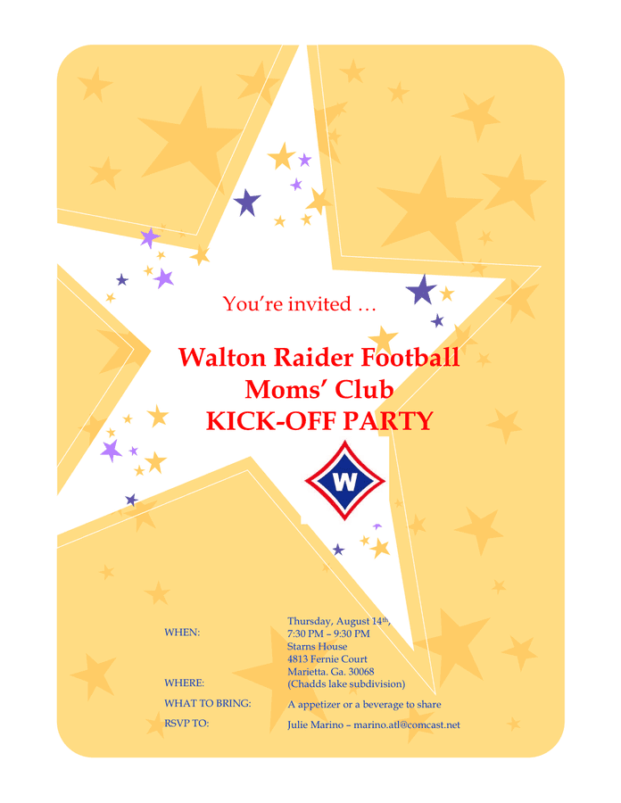 Party invitation flyer in Word and Pdf formats