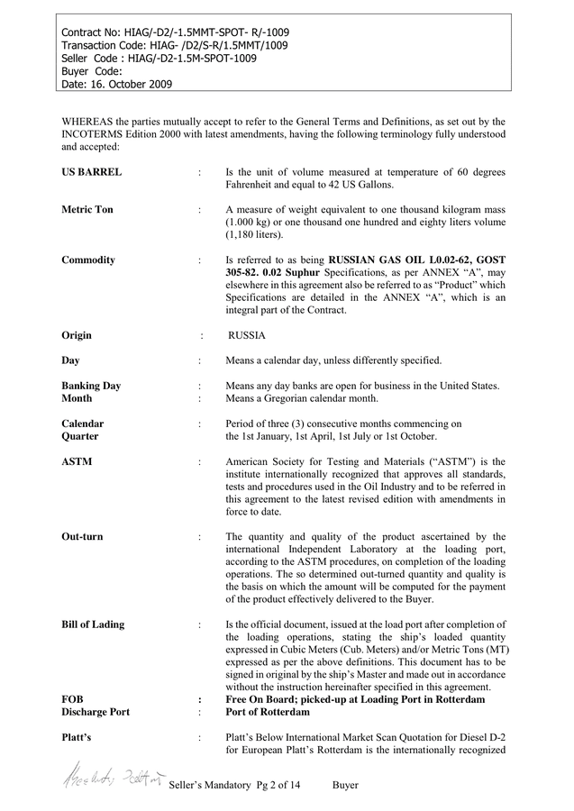 SALES/PURCHASE CONTRACT in Word and Pdf formats - page 2 of 14