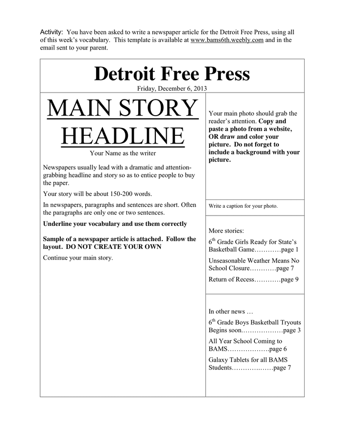 Newspaper template in Word and Pdf formats page 4 of 4