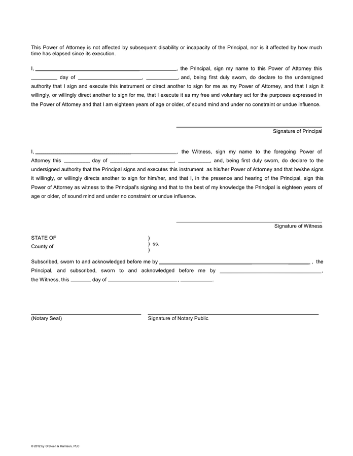 DURABLE GENERAL POWER OF ATTORNEY in Word and Pdf formats - page 2 of 2