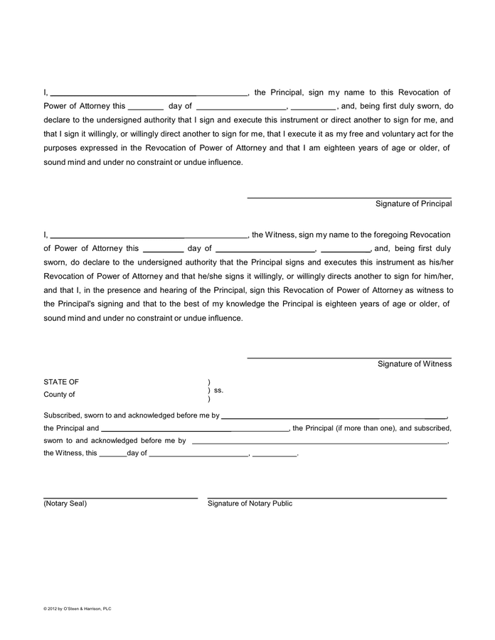 Revocation Of Power Of Attorney In Word And Pdf Formats Page 2 Of 2 3347