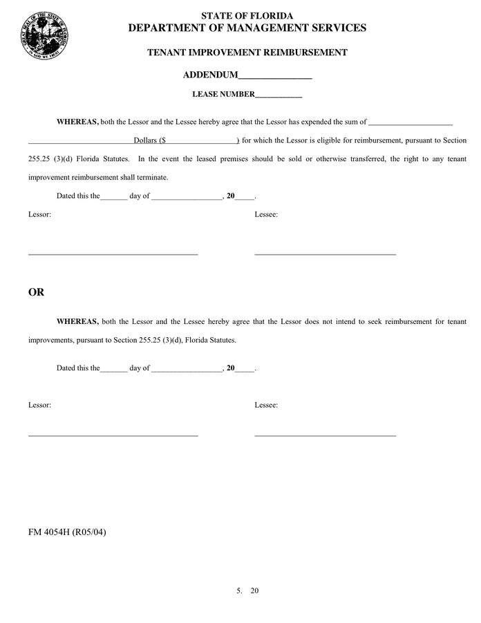 STANDARD Florida LEASE AGREEMENT In Word And Pdf Formats Page 20 Of 22   Standard Florida Lease Agreement 20 