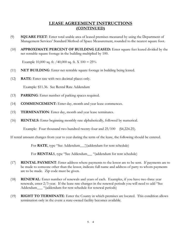 STANDARD Florida LEASE AGREEMENT in Word and Pdf formats page 4 of 22