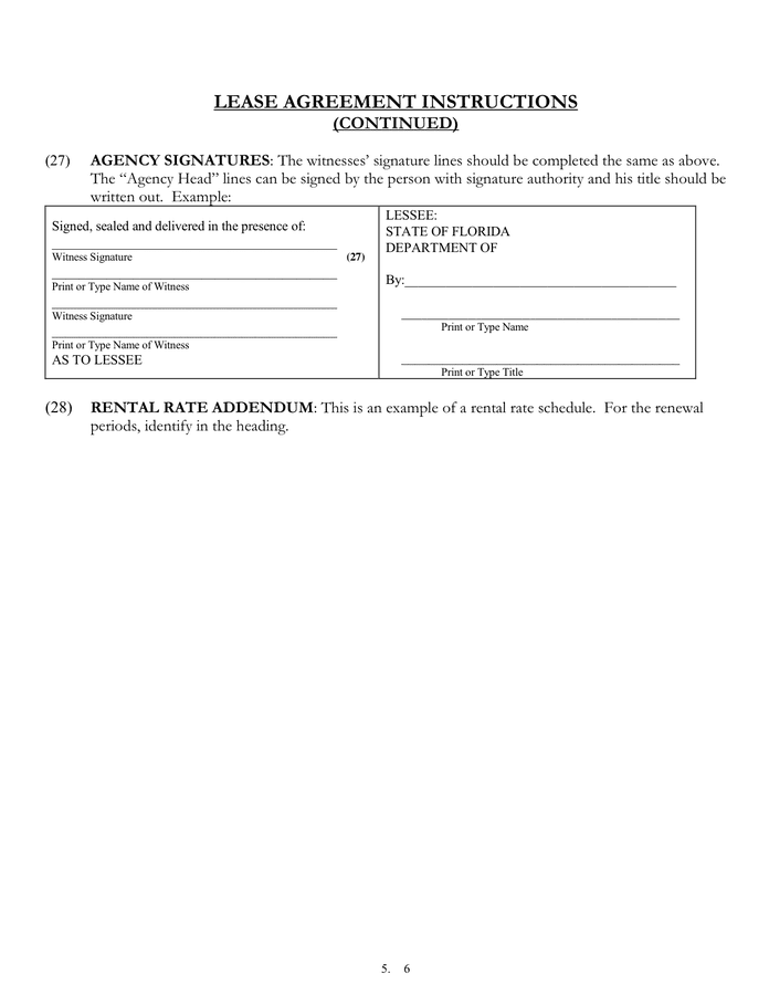 STANDARD Florida LEASE AGREEMENT In Word And Pdf Formats - Page 6 Of 22