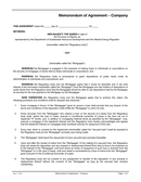 Memorandum of Agreement Company Form page 1 preview