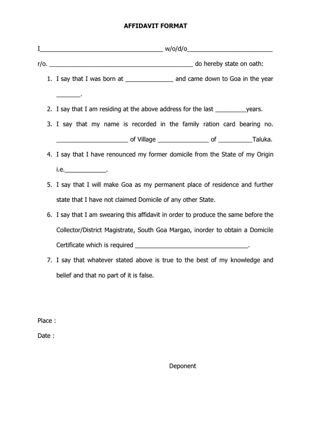 affidavit-letter-template