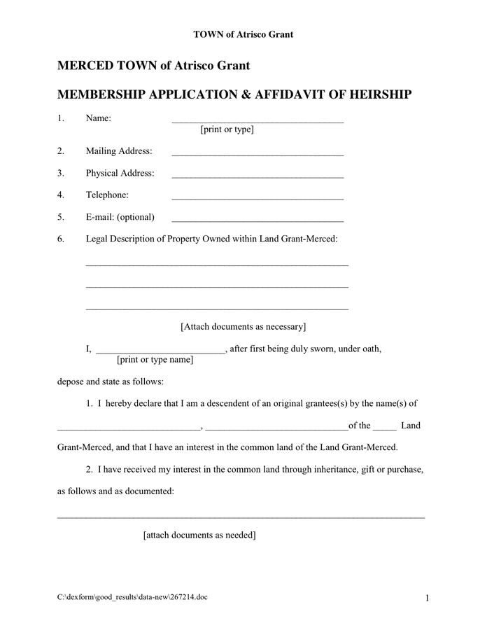 Affidavit of Heirship download free documents for PDF, Word and Excel