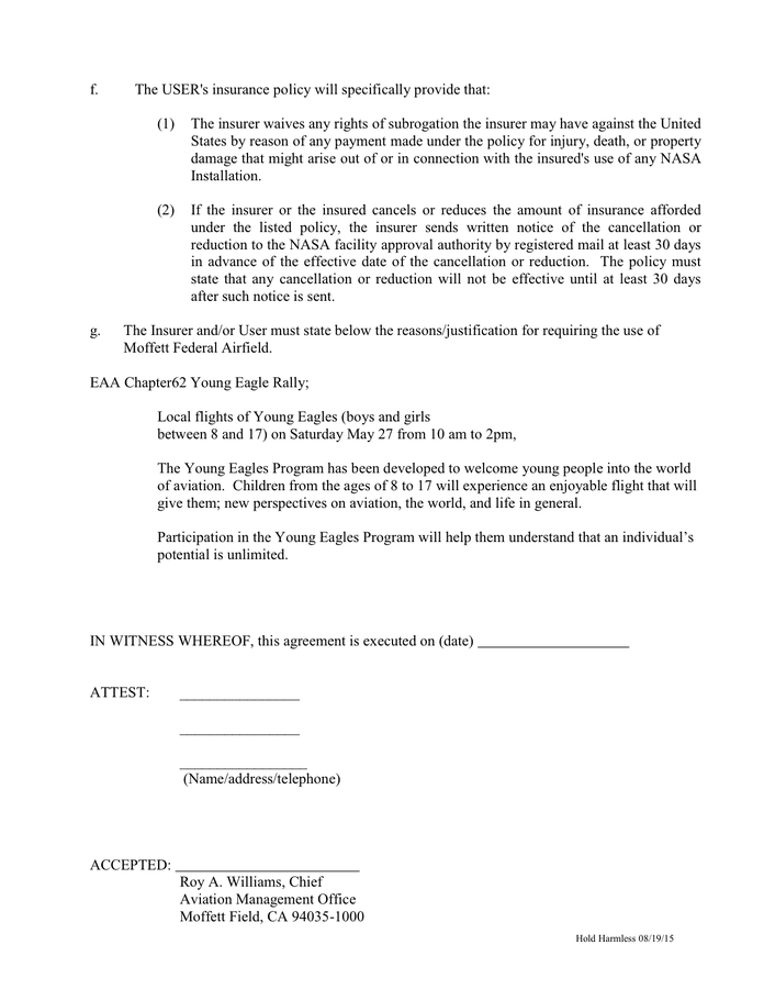 Hold Harmless Agreement in Word and Pdf formats - page 2 of 3